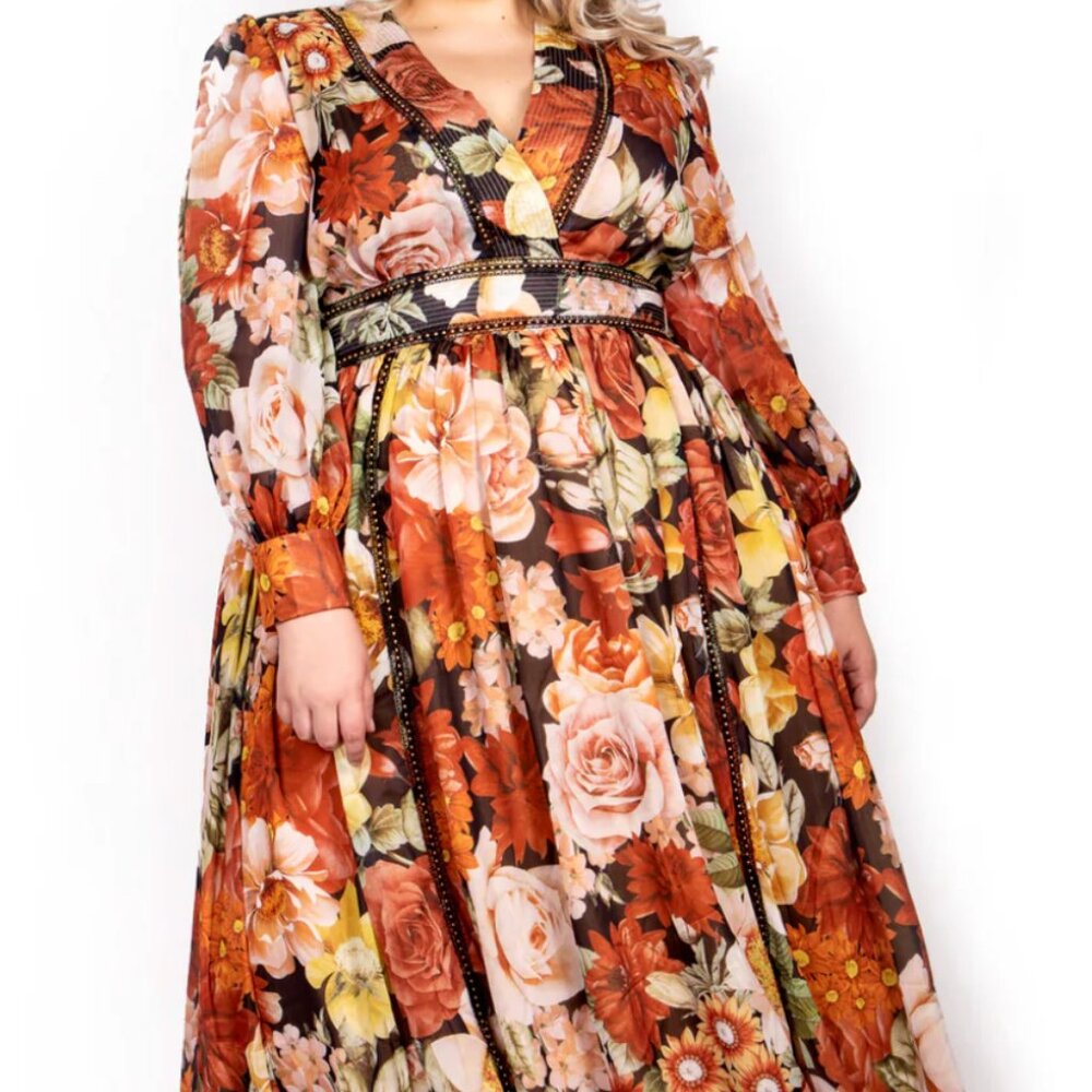 Sante Grace - The Autumn Queen Chiffon Maxi dress XXL